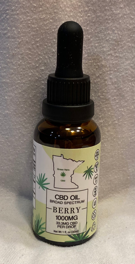 1000mg Broad Spectrum Tincture- Berry Flavored